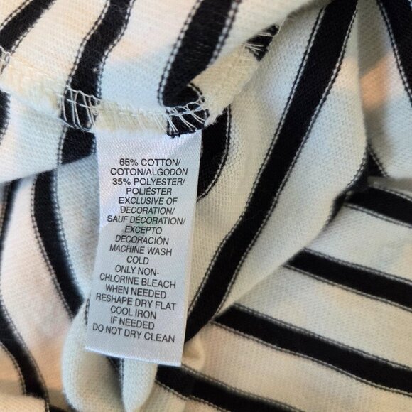 LOFT BLACK & WHITE STRIPED TOP W/EMBROIDERED FLOWERS & HUMMINGBIRDS SIZE SMALL - Picture 7 of 12